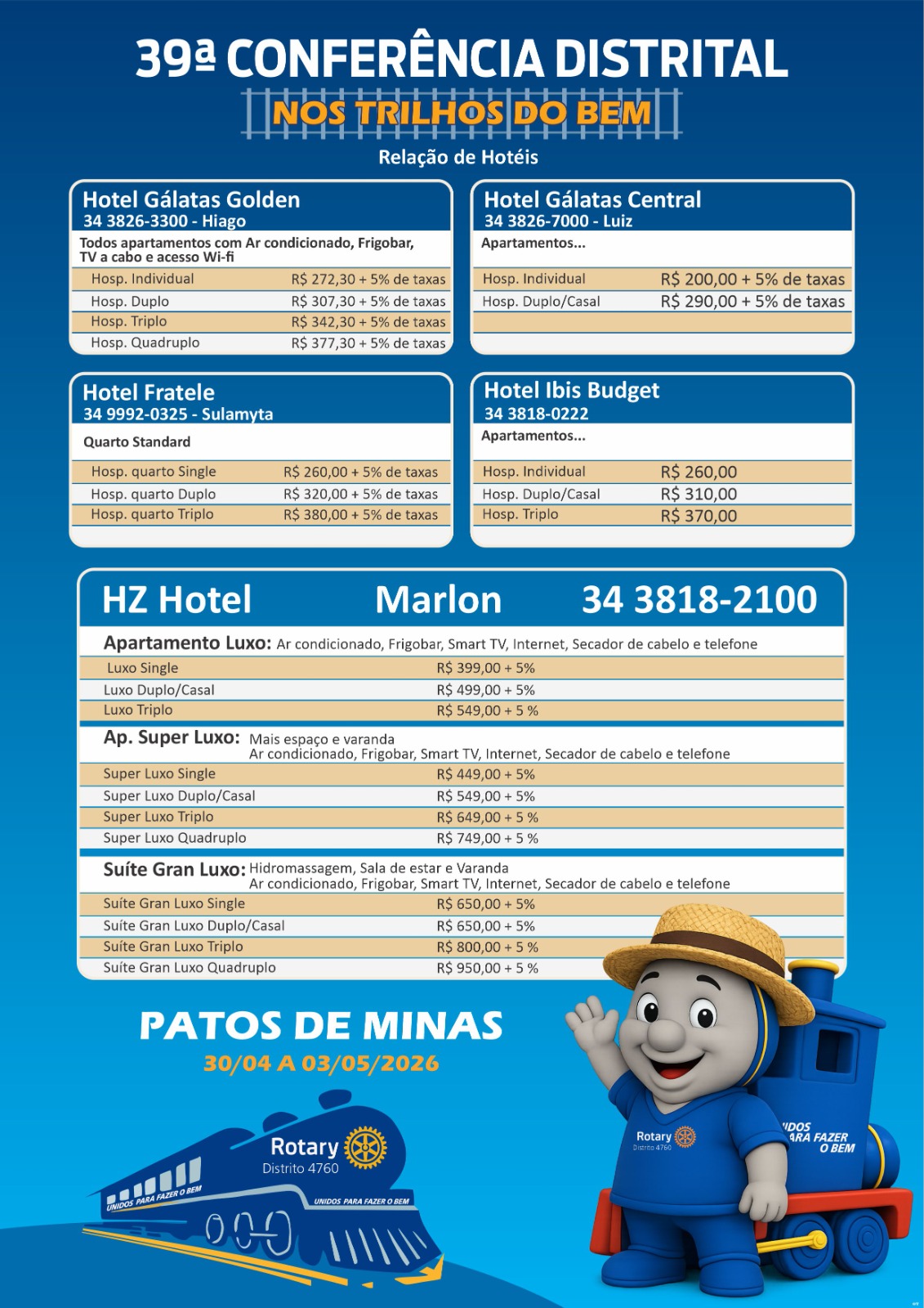 Hotéis conveniados em Patos de Minas